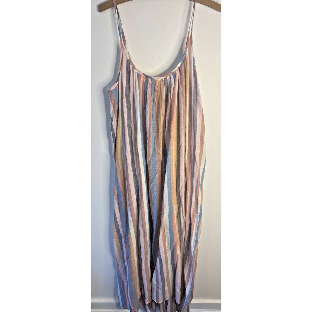 Pink Chicken Andie Dress Women L Stripe Maxi Cotton Summer Boho Lightweight